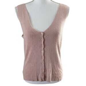 Vintage Express Size L 100% Pure Silk Sweater Tank Swank Top